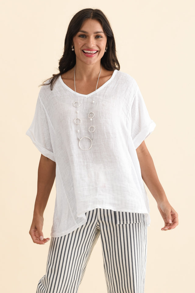 Oversized Anna White Linen Tee
