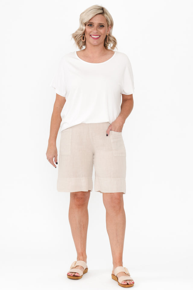 Oxley Beige Linen Pocket Shorts