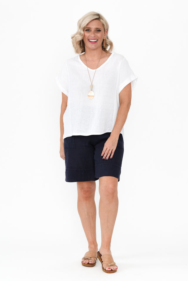 Oxley Navy Linen Pocket Shorts