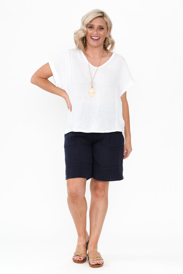 Oxley Navy Linen Pocket Shorts