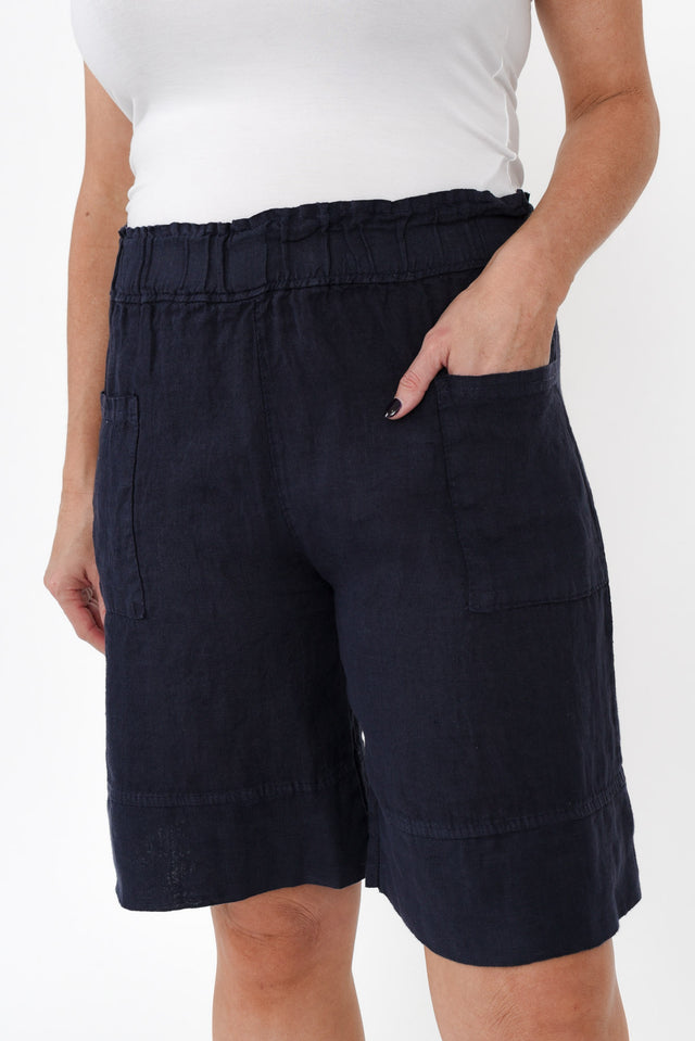 Oxley Navy Linen Pocket Shorts image 7