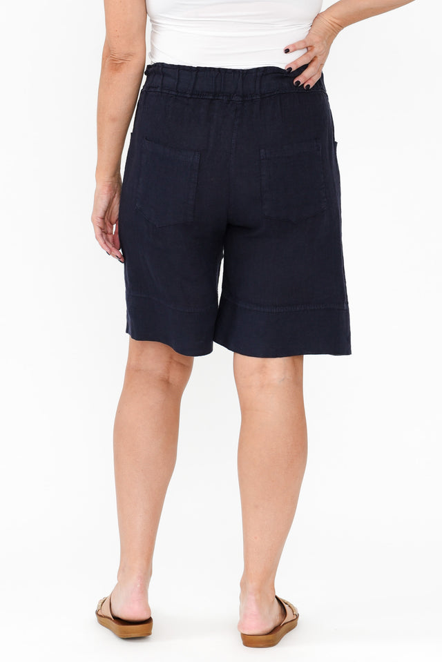 Oxley Navy Linen Pocket Shorts image 6