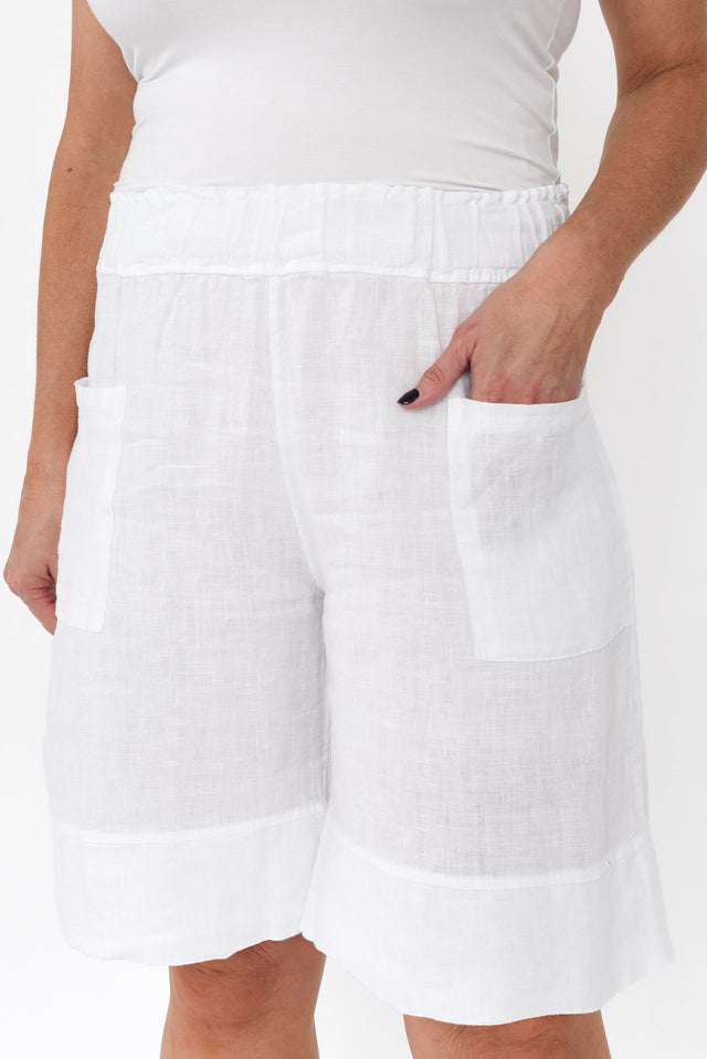 Oxley White Linen Pocket Shorts image 7