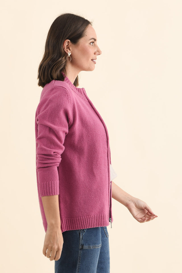 Pacey Pink Wool Zip Jacket,Brunette model,alt text|model:MJ image 3
