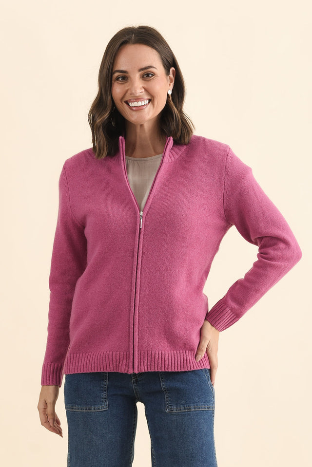 Pacey Pink Wool Zip Jacket,Brunette model,alt text|model:MJ image 5
