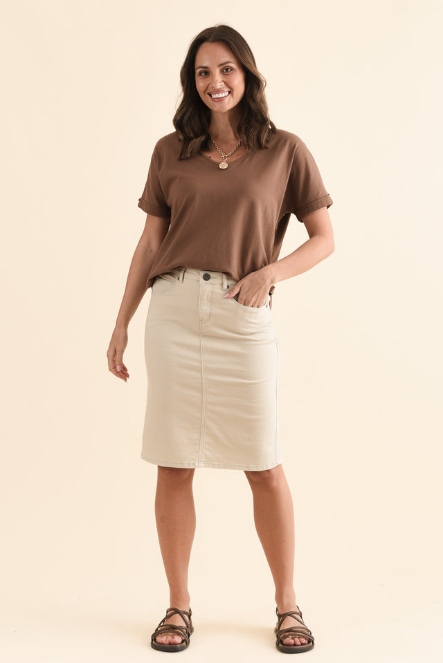 Palin Natural Zip Front Skirt,Full Body,Brunette model,alt text|model:MJ image 9
