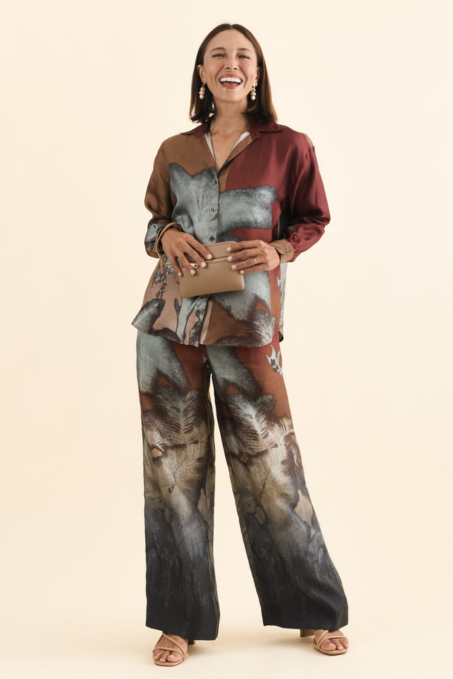Palisades Mocha Floral Silk Shirt banner image