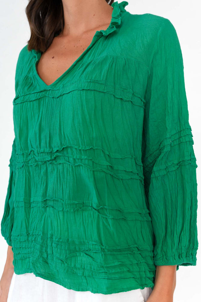 Palmer Green Cotton Long Sleeve Top