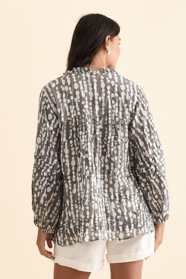 Palmer Grey Speckle Cotton Long Sleeve Top,Brunette model,alt text|model:Brontie image 6