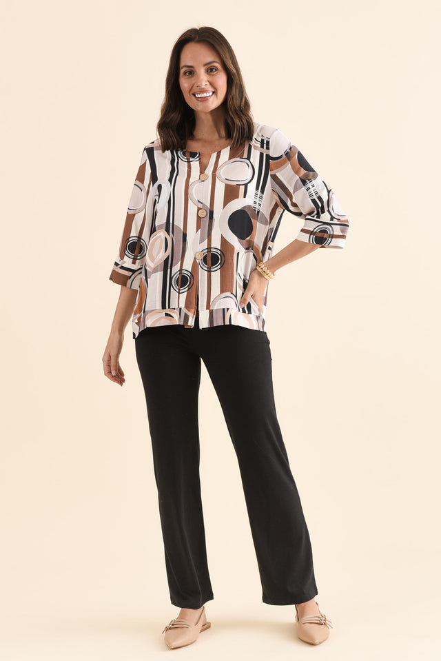 Pamela Black Bamboo Pants - Petite,Full Body,Brunette model,alt text|model:MJ image 7