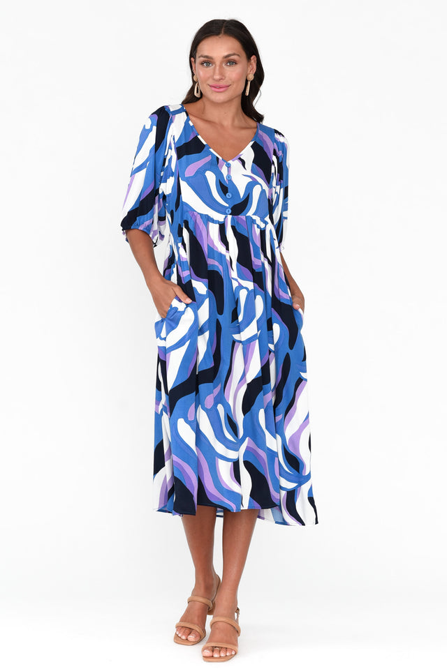 Pansy Blue Swirl Pocket Dress