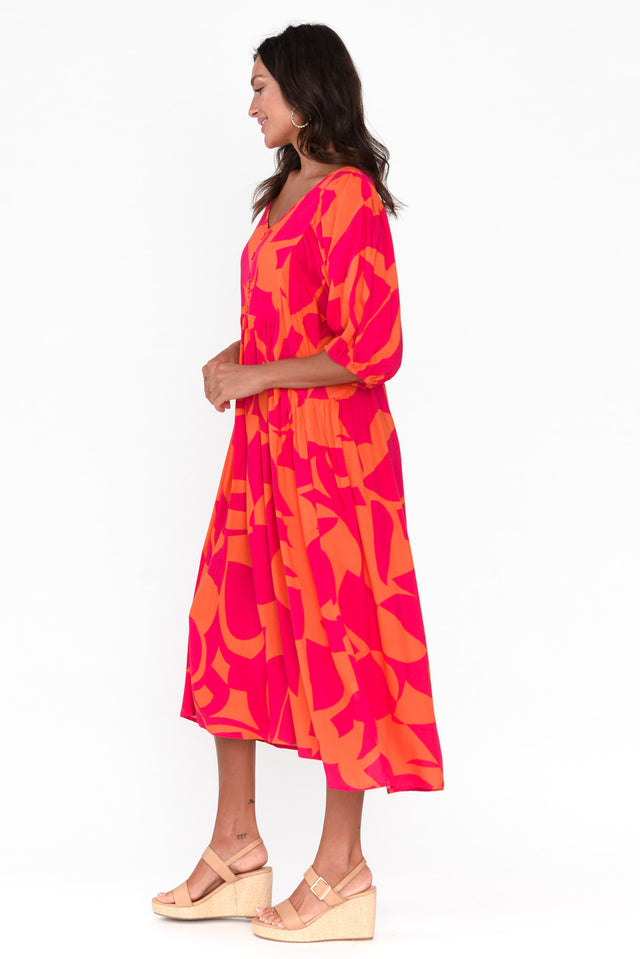 Pansy Orange Abstract Pocket Dress