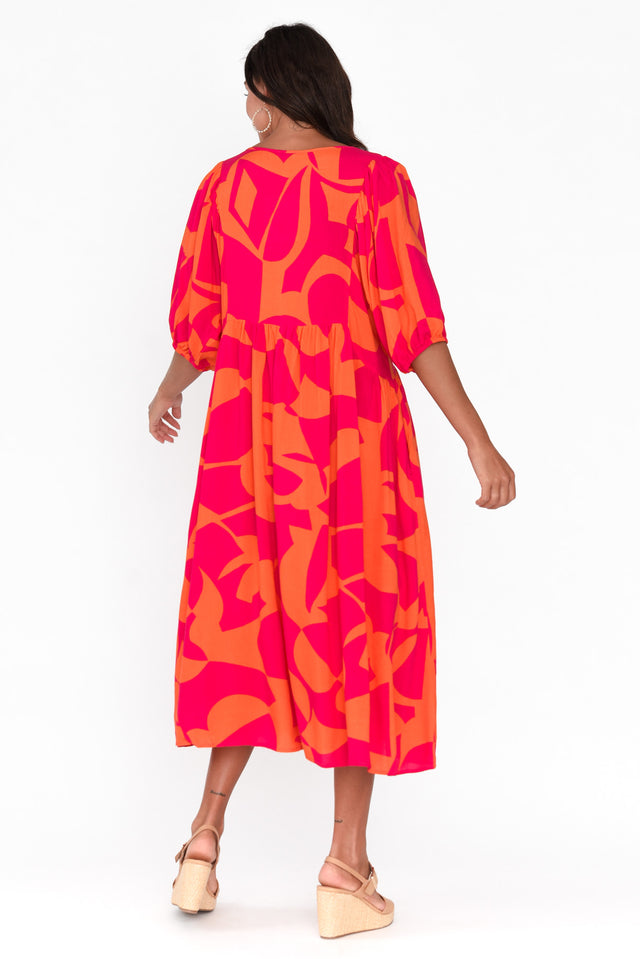 Pansy Orange Abstract Pocket Dress