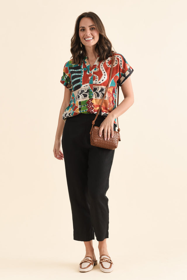 Paolo Black Linen 7/8 Pants image 2
