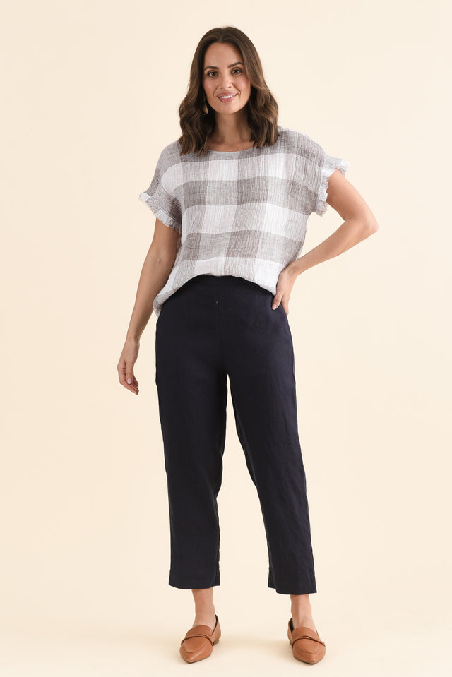Paolo Navy Linen 7/8 Pants image 2