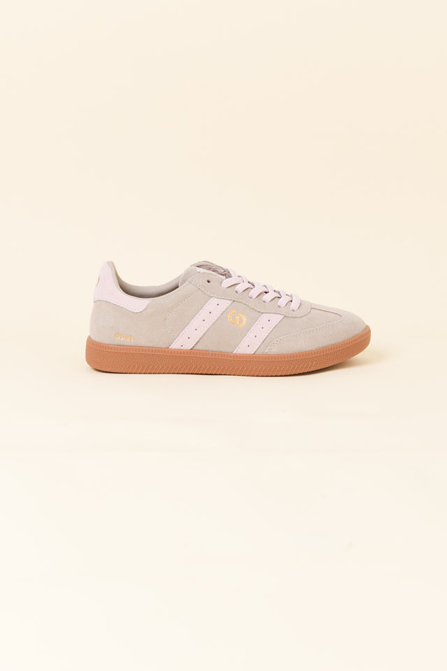 Parallel Taupe and Pink Contrast Suede Sneaker image 1