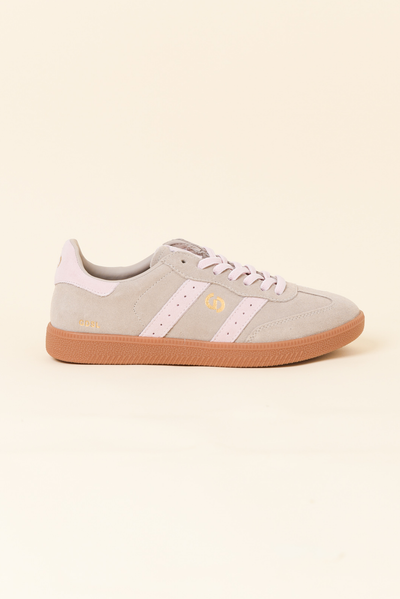 Goodsole Parallel Taupe and Pink Contrast Suede Sneaker