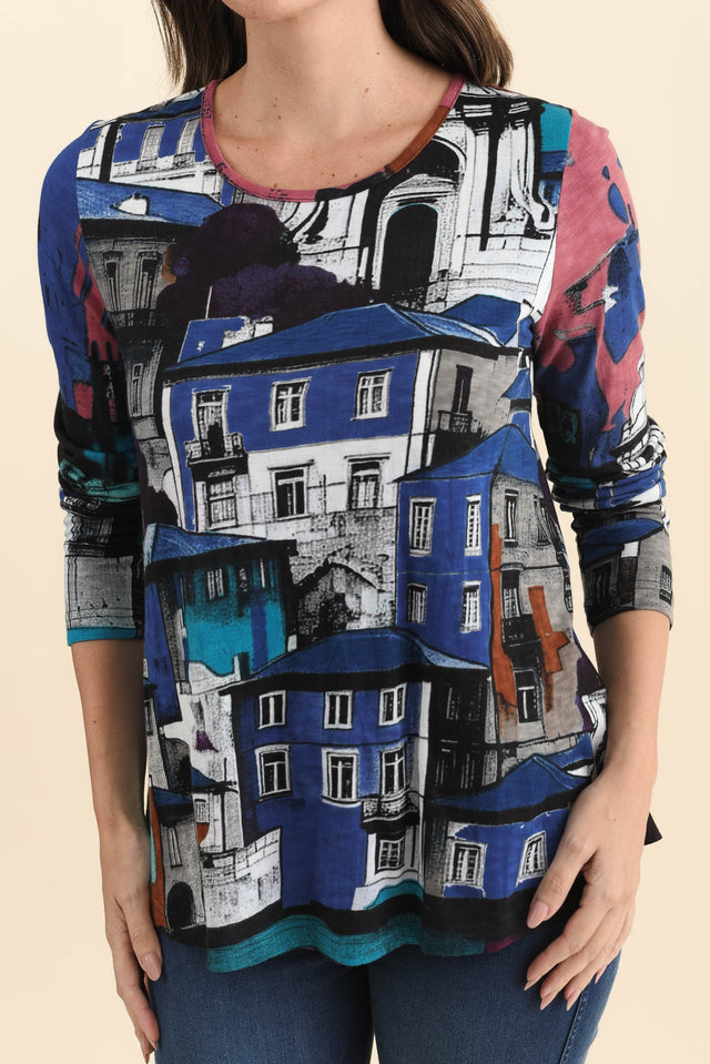 Pari Blue Porto Cotton Long Sleeve Tee,Brunette model,alt text|model:MJ image 6