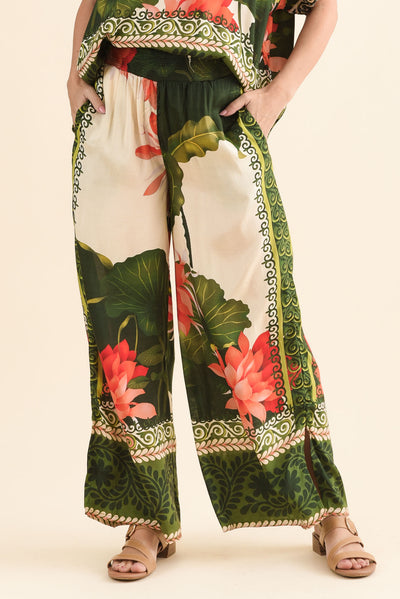 Payson Green Flower Pocket Pants