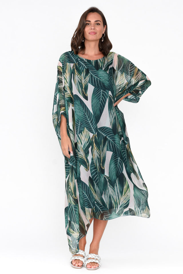 Penda Green Leaf Silk Dress image 2
