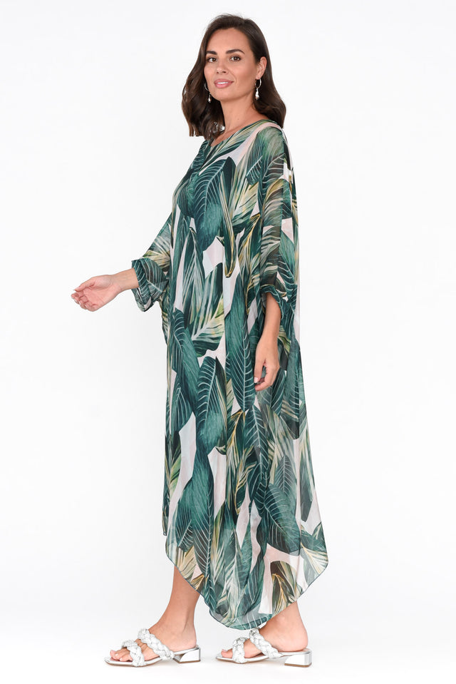 Penda Green Leaf Silk Dress