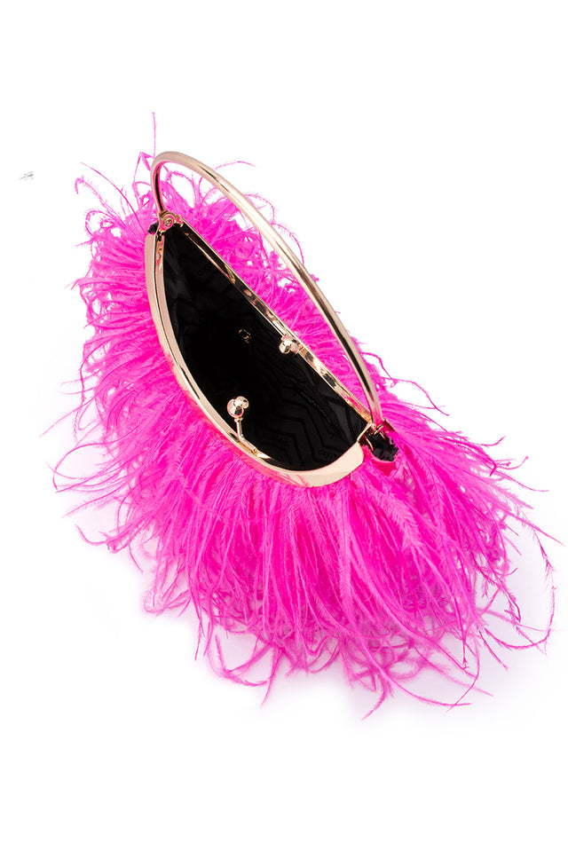 Penny Fuchsia Feather Bag