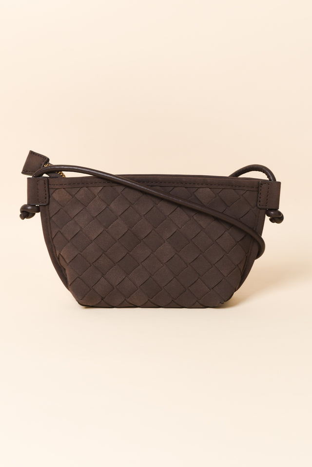 Perez Chocolate Suede Crossbody Bag