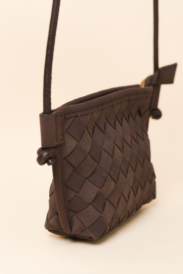 Perez Chocolate Suede Crossbody Bag
