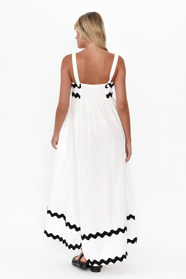 Perko White Trim Cotton Midi Dress image 5