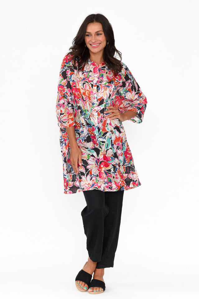 Perri Red Bloom Cotton Relaxed Shirt