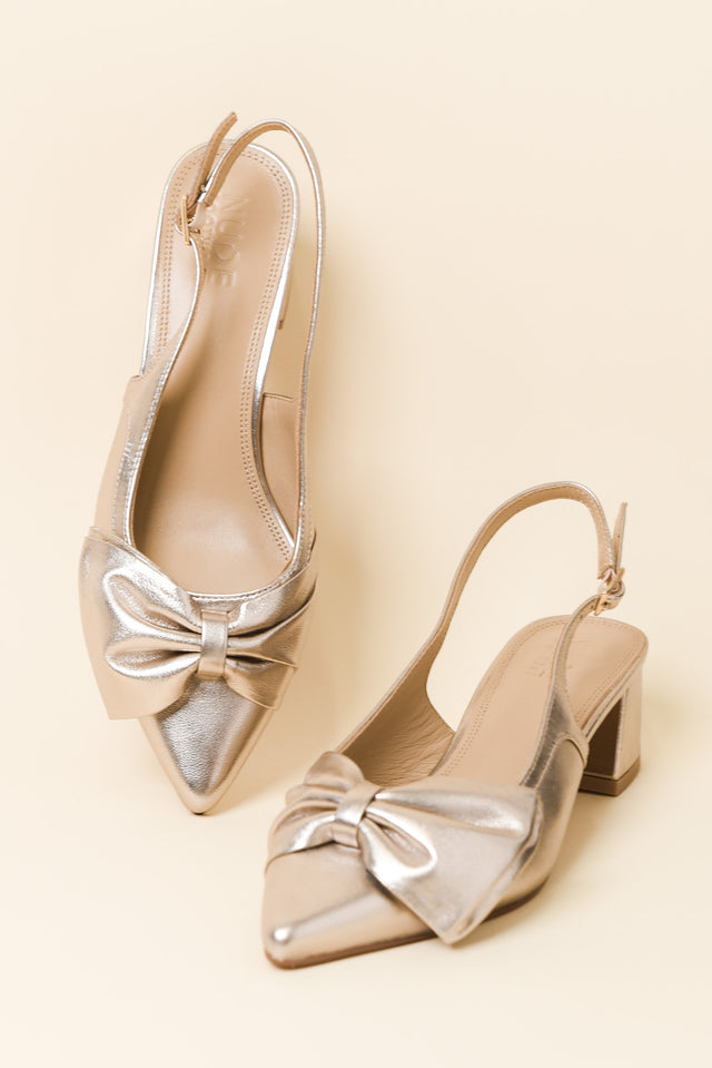 Perrie Rose Gold Leather Slingback Heel