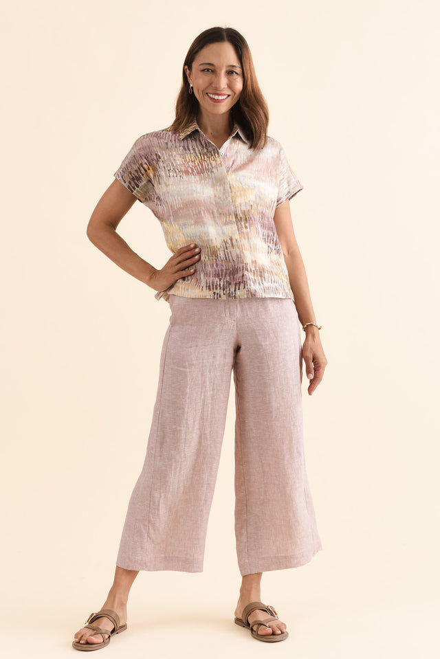 Persia Blush Linen Pocket Pants,Full Body,Brunette model,alt text|model:Cara image 6
