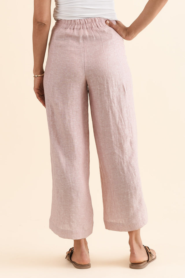 Persia Blush Linen Pocket Pants,Back,Brunette model,alt text|model:Cara image 4
