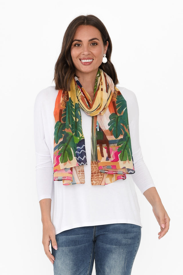 Pia Orange Picasso Cotton Scarf