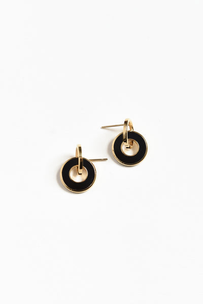 Pila Black Gold Plated Drop Earrings