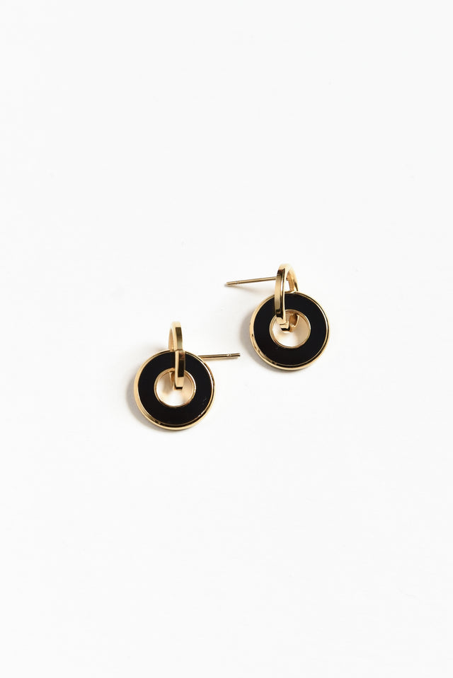 Pila Black Gold Plated Drop Earrings image 1