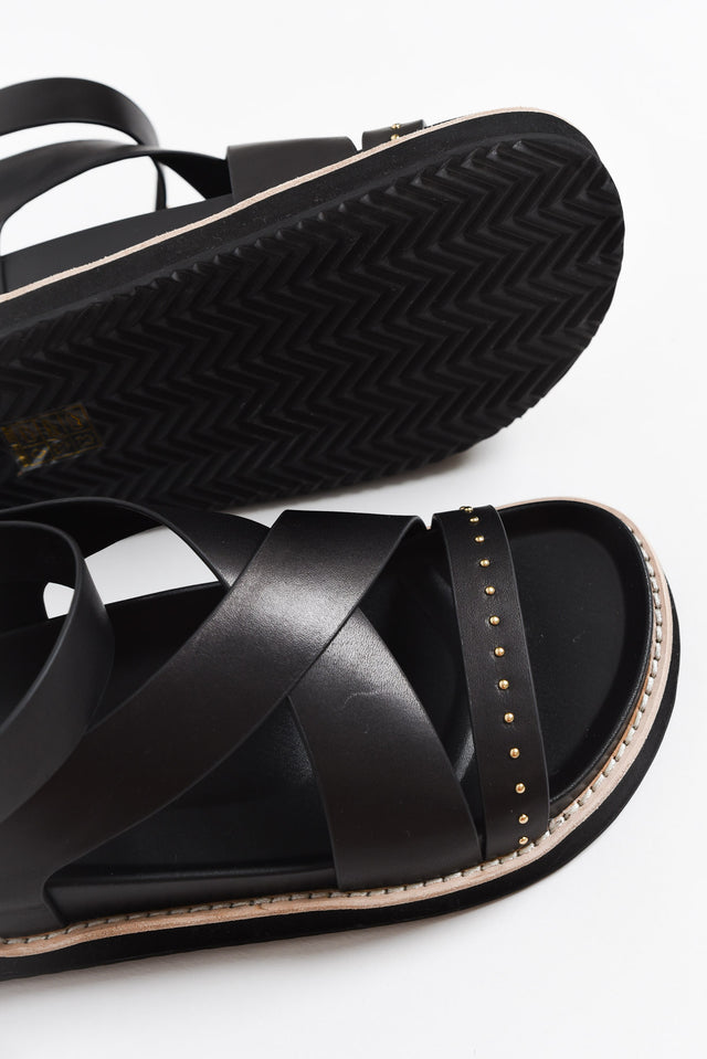 Pilar Black Leather Crossover Sandal image 4