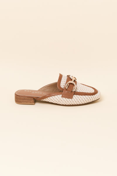 Pimms Tan Leather Buckle Mule