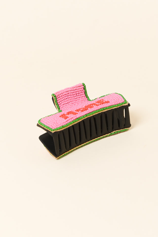 Pink Amore Beaded Claw Clip image 3