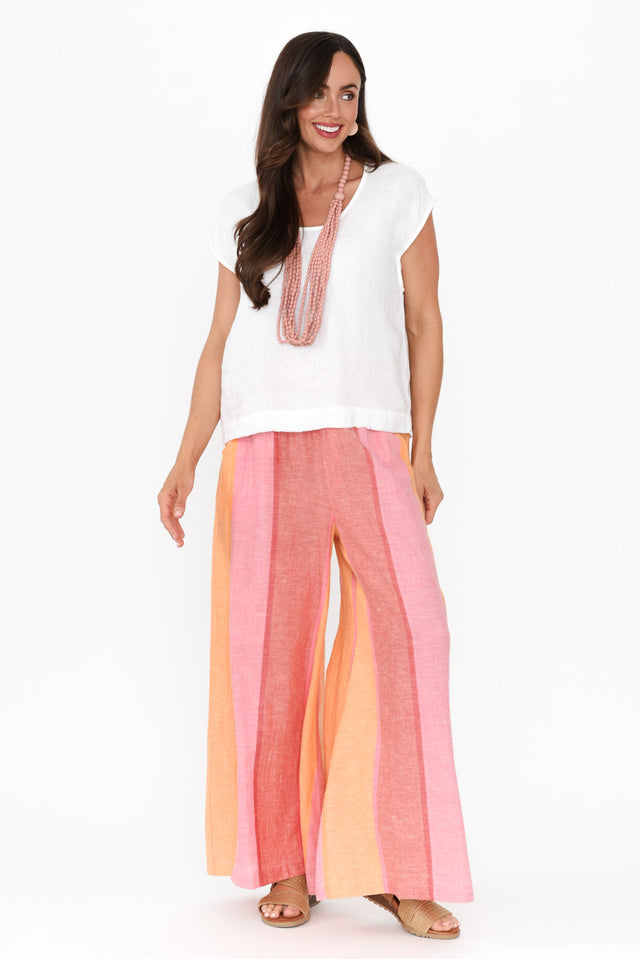 Positano Pink Stripe Linen Blend Pants banner image