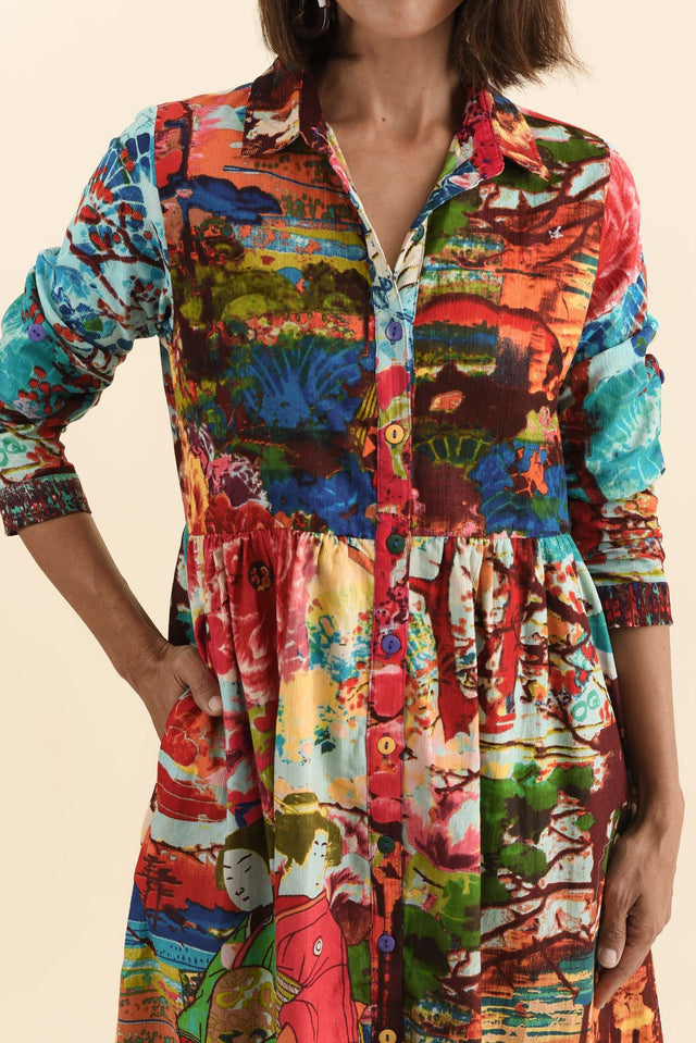 Platt Red Garden Pocket Shirt Dress,Brunette model,alt text|model:Cara image 6