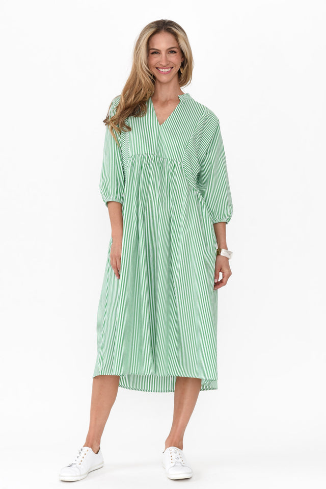 Pluto Green Stripe Cotton Pocket Dress image 7