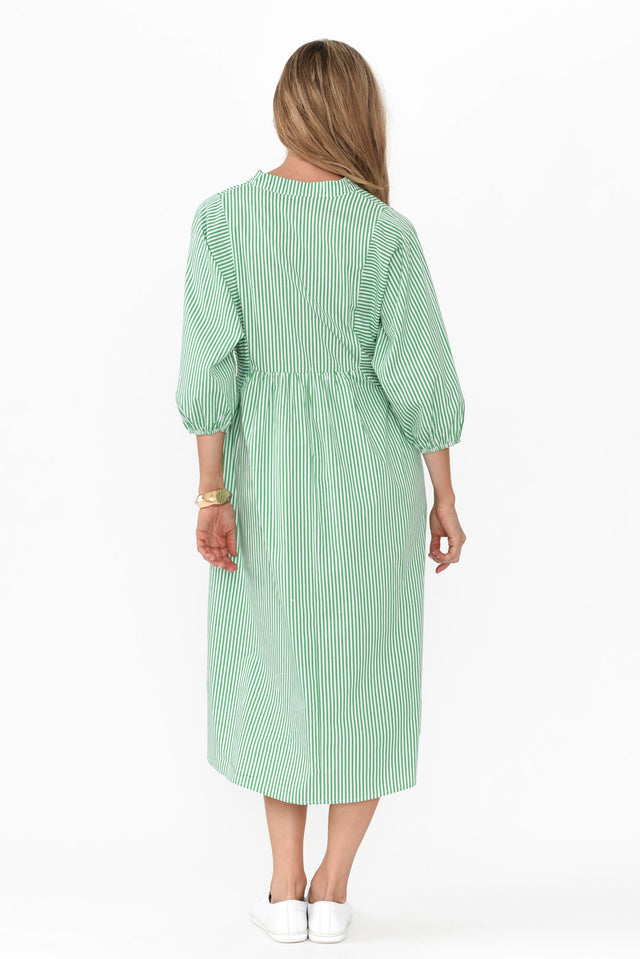 Pluto Green Stripe Cotton Pocket Dress