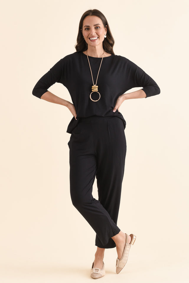 Polaris Black Bamboo Cropped Pants,Full Body,Brunette model,alt text|model:MJ image 6