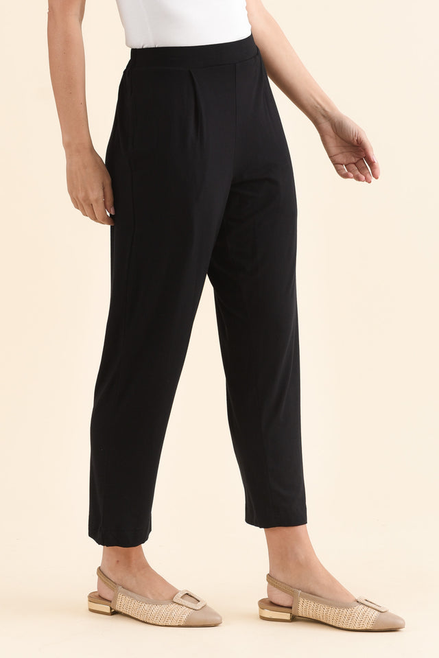 Polaris Black Bamboo Cropped Pants,Side,Brunette model,alt text|model:MJ image 3