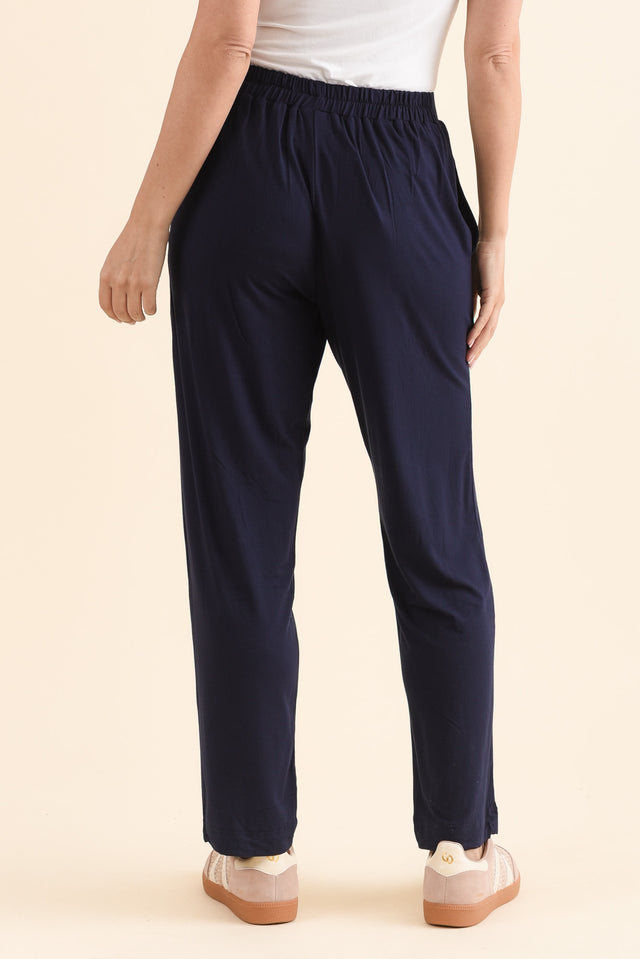 Polaris Navy Bamboo Pants,Back,Brunette model,alt text|model:MJ image 4