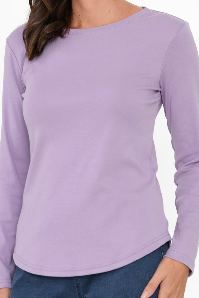 Porter Purple Cotton Long Sleeve Top
