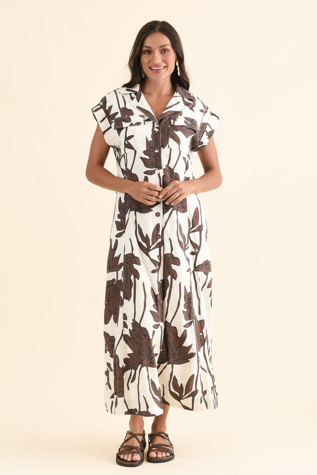 Portman Chocolate Floral Tie Dress,Full Body,Brunette model,alt text|model:Brontie image 6