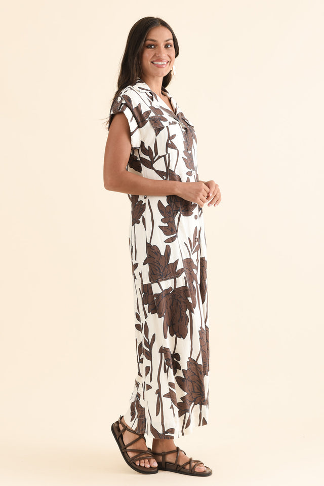 Portman Chocolate Floral Tie Dress,Side,Brunette model,alt text|model:Brontie image 3