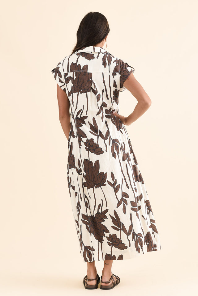 Portman Chocolate Floral Tie Dress,Back,Brunette model,alt text|model:Brontie image 4